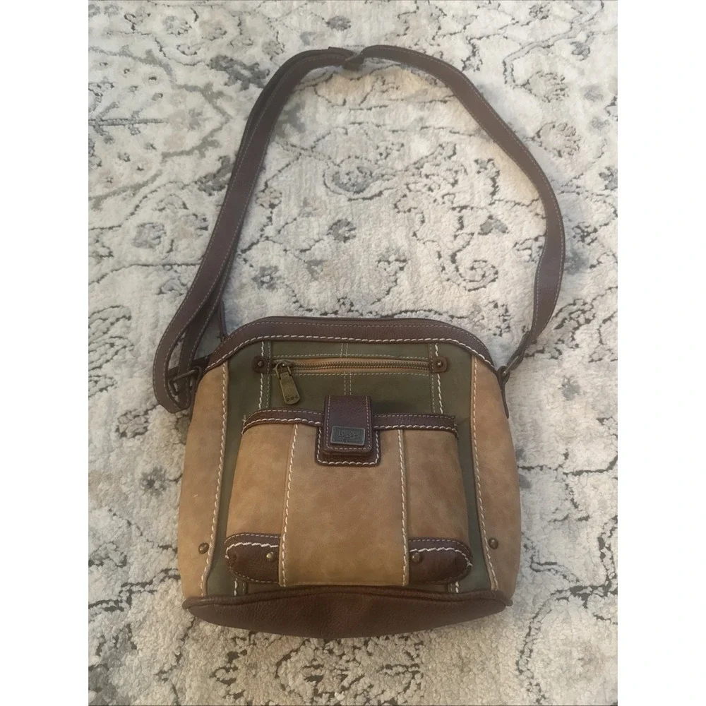 BOC Purse Suede Crossbody Green Tan Brown Bag Faux Leather Power Bank  Boho
